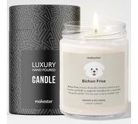Bichon Frise Gifts - Luxury Soy Wax Candle - Vanilla, Jasmine, Sugared Almond - Makester