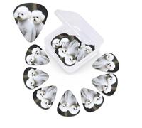 Bichon Frise Guitar Picks 12 Pack with Organizer Box, 0.46 0.71 0.96 mm Includes Thin Medium Heavy Thickness,Abstract Guitar Pick Plectrums for Electric Guitar Ukulele Bass
