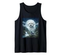 Bichon Frise Howling to The Moon Meme Funny Dog Lover Tank Top
