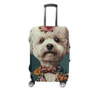 Bichon Frise in Suit Poster_ Bichon Frise Portrait_ Bichon Frise Oil Painting_ Animal Head Human Body Poster_ Funny Dog Poster_ Pet Wall Art-1_3Luggage Case CoverL(26-28inch)