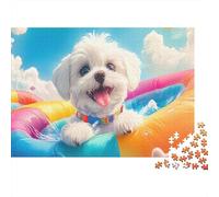 Bichon Frise Jigsaw 1000 Pieces 3D Style Decoration Puzzle for Adults And Kids Gift High Difficulty Game Educational Games Home Game 1000pcs (75x50cm)