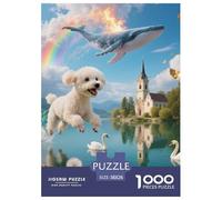 Bichon Frise Jigsaw Creative Suitable for Adults And Kids 1000 Piece Cute Pet Fun Challenging Unique Home Decor 38x26cm/
