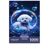 Bichon Frise Jigsaw Puzzles for Adult The Impossible Challenge 1000 Pieces Difficult Hard Jigsaw Puzzles for Man And Woman with Letters on Back 70x50cm/1000pcs