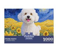 Bichon Frise Jigsaw Puzzles for Adults 1000 Pieces Cute Pet Dog Family Game High Difficulty with Letters on Back Home Decoration Beautiful 38x26cm/1000pcs