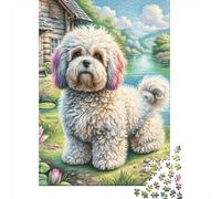 Bichon Frisé Jigsaw Puzzles Puzzle for Adults Kids. 1000 Piece Whimsical Challenge Toy Educational Games Home Decoration for Educational Games Gifts 1000pcs (75x50cm)