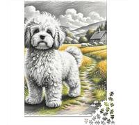 Bichon Frisé Jigsaw Puzzles Puzzle for Adults Kids. 1000 Pieces Whimsical Challenge Toy Educational Games Home Decoration for Adults& Kids Age 14 Years Up 1000pcs (75x50cm)
