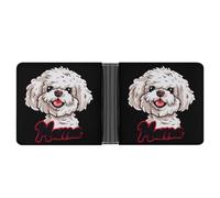 Bichon Frise Mama Leather Wallets for Men Slim Bifold Wallet Credit Card Holder Front Pocket Wallets