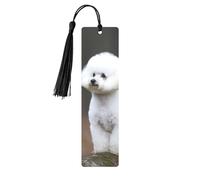Bichon Frise Metal Bookmarks with Tassel,Cool Book Markers for Reading Women, Men,Aluminum Hanging Ornament Fancy Handmade Craft Reading Accessories Gift for Book Lovers S