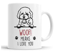 Bichon Frise Mug | Woof Means I Love You Gift | Dog Mug for Birthday Christmas | Friend, Mum, Auntie, Sister, Dad, Uncle, Brother Ceramic Cup