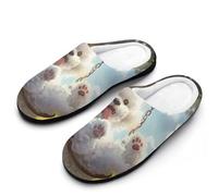 Bichon Frise on Swing Men's Cotton Slippers Closed Toe House Shoes Non-Slip Lightweight Slippers for Indoor Outdoor