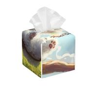 Bichon Frise On Swing Square Tissue Box Cover with Modern and Stylish Bottom Tissue Box Storage Space