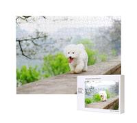 Bichon Frise Park Pets Dogs Bichon Frise Dogs,500 Pieces Wooden Jigsaw Family Game Jigsaw Puzzles for Adults Teens Home Decor