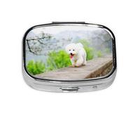 Bichon Frise Park Pets Dogs Bichon Frise Dogs,Meta Pill Box 2 Compartment Medicine Case,Portable Organizer,Rectangle Meta Portable Organizer Pill Box 949 Compartment Medicine Case