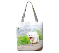 Bichon Frise Park Pets Dogs Bichon Frise Dogs,Reusable Grocery Bags Shopping Tote Bags Large Capacity Canvas Shoulder bag