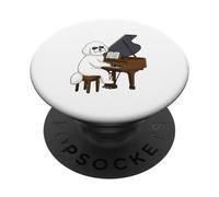 Bichon Frise Playing Piano Instrumentalist Funny Owner PopSockets Adhesive PopGrip