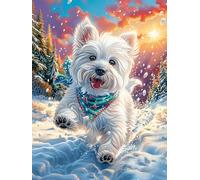 Bichon Frise Puppy in The Snow 300 Piece Complete Jigsaw Puzzle Set Scenery Science Fiction Teens Beginners Educational Challenge Puzzle Fans Group Play Anniversary Cardboard 300 PCS