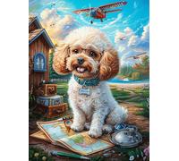 Bichon Frise Puppy on Book 1000 Piece Pack DIY Jigsaw Puzzle Collectors Cognitive Development Educational Decorative Puzzle Gifts for Adults Premium Cardboard 1000 PCS