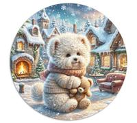 Bichon Frise Puzzle 1000 Pieces Jigsaw Circular Jigsaws Adults Kids Puzzles Impossible Challenging Puzzling Fun Creative Challenge 1000pcs (67.5x67.5cm)