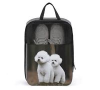 Bichon Frise Shoe Bag Travel Shoe Organizer Water-Resistant Shoe Pouch with Zipper Sneaker Dust Bag, gray, One Size, Modern