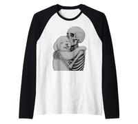 Bichon Frise Skeleton Hug Halloween Dog Lover Raglan Baseball Tee