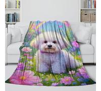 Bichon Frise Soft Blanket - Skin-friendly Blanket Birthday Gift for Son Daughter Grandson Granddaughter Friend - Sofa Bed Office Decor All Seasons 40x50inch(100x130cm)
