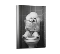 Bichon Frise Wall Art_ Funny Bathroom Decor_ Bichon Frise in Toilet_ Animal in Toilet_ Dog Art_ Bichon Frise Gift_ -1_4 Poster Decorative Painting Canvas Wall Posters And Art Picture Print Modern Fami