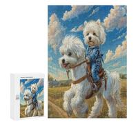 Bichon Frise300Pc Jigsaw Puzzles Suitable Adults Kids White Dressed Jigsaws Essential Parent Child Activity Family Game Vibrant Ideal Holiday Gift300 PCS