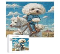 Bichon Frise500 Piece Jigsaw Puzzles Suitable Adults Kids Maltese Denim Jigsaws Home Studio Decor Stress Relief Challenge Perfect Holiday Present 500 PCS