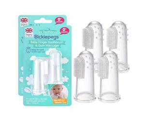 Bickiepegs Finger Toothbrush 0 Years, Baby Brush & Teething Gum Massager for Newborn, 2pcs (Pack of 2)