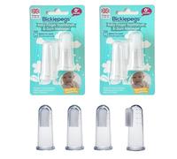 Bickiepegs Finger Toothbrush, 2Pcs Newborn & Infant Toothbrush 0months+, 360º Silicone Baby Tooth Brush, with Bristles for Teething/Teeth Cleaning/Dental Care (0m+, Pack of 2)