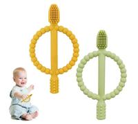 Bickiepegs Teething Biscuits, 2PCS Teething Toy for Matchstick Monkey, Teething Toys for Baby 3 Months, Food Grade Silicone, Soothes Gums for Newborns & Toddlers 0-6 Months+.(Blue-Green)