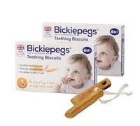 Bickiepegs Teething Biscuits 6-36 Months, 9 Biscuits, Natural Teething Remedies for Teething Relief, Dairy-Free Teething Rusks for Babies and Toddlers (2 Pack)