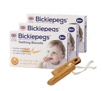 Bickiepegs Teething Biscuits 6-36 Months, 9 Biscuits, Natural Teething Remedies for Teething Relief, Dairy-Free Teething Rusks for Babies and Toddlers (3 Pack)