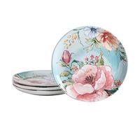 Bico Margret's Garden Ceramic Salad Plates, 22 cm, Set of 4, for Salad, Appetizer, Microwave & Dishwasher Safe