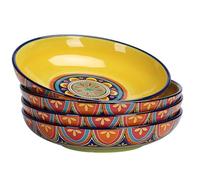 Bico Tunisian Pasta Bowls, 35oz Salad Bowl Set of 4, Large Ceramic Serving Dinner Bowls for Soup and Cereal, Microwave and Dishwasher Safe, Gift for Housewarming and Thanksgiving
