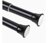 Bicolic Shower Curtain Tension Rod, Extendable Shower Pole, No Drill Adjustable Telescopic Curtain Rail, 110-200cm/43.3-78.7Inch, Black