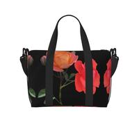 Bicolor Moonflower Large-Capacity Travel Bag with Adjustable Shoulder Strap, Suitable for Sports, Fishing, and Fitness.