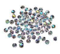 Bicone Glass Crystal Beads, Faceted Crystal Bicone Beads Multicolor 2-10mm(Half Ab,6mm 45pcs)