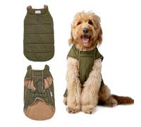 BICOPET Dog Coats for Small, Large Dogs Winter Waterproof, Reversible Dog Jackets, Reflective Adjustable Pet Snowsuit Clothes Turtleneck Fleece Vest for Medium Dogs Puffer Jacket-Green Brown, XL