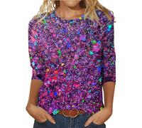 BiCophy Black Sparkly Top Sparkly Shirts for Women Pink Sparkle Top Gold Blouse for Women Dressy Plus Size Club Outfits Womens Mardi Gras Shirts