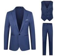 BiCophy Men's Casual Blazer Suits 2 Piece Work Outfits Open Front Long Sleeve Blazer and Straight Leg Dress Pants Business Office Slim Fit Suits Sets Outfits Dark Blue