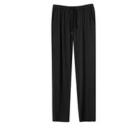 BiCophy Mens Summer Cotton Pants Lightweight Casual Solid Color Soft Tapered Leg Athletic Workout Yoga Jersey Pants Drawstring Loungwear Pajamas Beach Pants Black