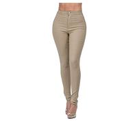 BiCophy Stretchy Jeggings for Women High Waist Tummy Control Jean Leggings with Pockets Pull-On Skinny Jeans Denim Pencil Pants Tights Fashion Fall Denim Jeggings Women Trousers(Coffee,XX-Large)