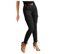 BiCophy Womens Slim Fit Cargo Trousers High Waist Skinny Multi Pockets Combat Pants Stretchy Cinch Bottom Fashion Casual Trousers Outdoor Walking Hiking Tactical Sweatpants with Pocket Black
