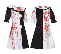 BICOPU Adult Black White Red Jumpsuits Mens Scary Killer Costume Horrible Movie Bodysuits Artthe Cosplay Halloween Outfits, White, S