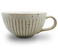 Bicrops Ceramic Retro Shaving Soap Bowl for Men, Cup Handle, Wide Mouth, Large Capacity, Easier to Lather (Off-White)