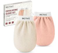 BICTIVE 2 x Exfoliating Shower Glove, Hair and Kessa Hammam Glove Made with Plant Origin Fibres. Softens and Improves the Appearance of Skin. Face and Body Scrub.