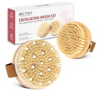 BICTIVE Kit of 2 Natural Bristles Body Exfoliating Brushes, Wet and Dry Brush for Cellulite, Lymphatic Drainage, Improve Circulation and Shine of Skin. Dry Brush, Boar Bristles