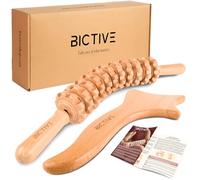 BICTIVE® Massage Roller and Lymphatic Drainage Massager. Wood Therapy Massage Tools for Body Massage, Legs and Cellulite. Fascia Blaster, Wooden Massage Roller Stick, Body Gua Sha. Anti Cellulite.