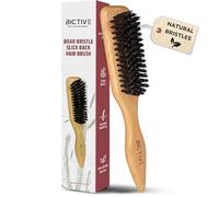 BICTIVE® Slick Back Hair Brush. Boar Bristle Brush - 100% Natural Bristles for Styling and Smoothing - Anti-Breakage, Anti-Frizz Polishing Brush for All Hair Types. Soft Bristles.